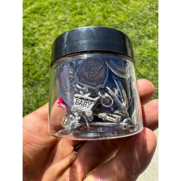 Vintage Jar of STERLING SILVER CHARMS 159 grams - (246 dollars in Melt Value) - Picture 1 of 11